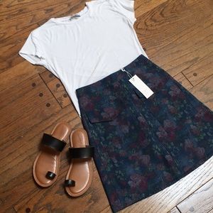 Anthropologie Floral jean skirt